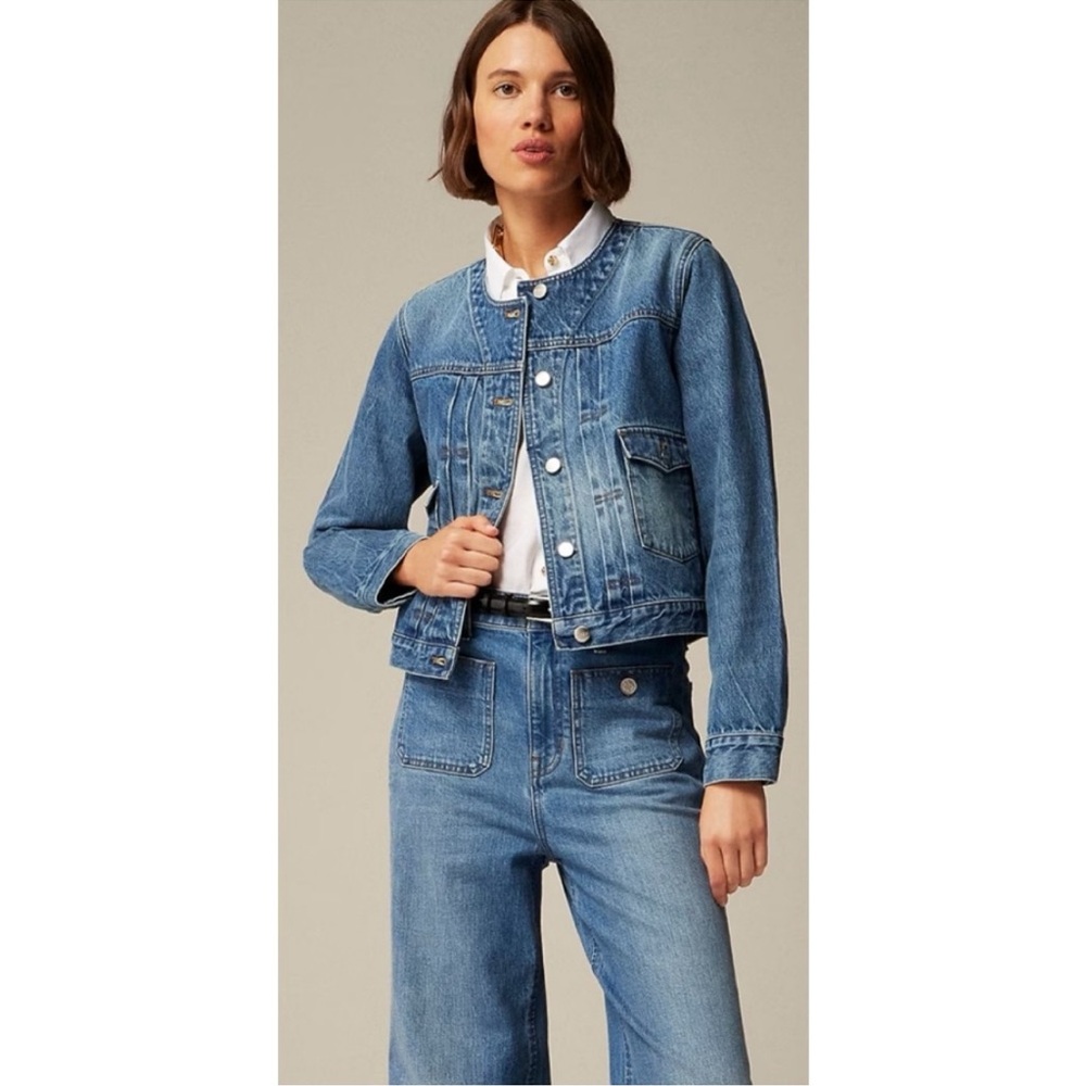 J Crew Pleated Denim Lady Jacket Size XS